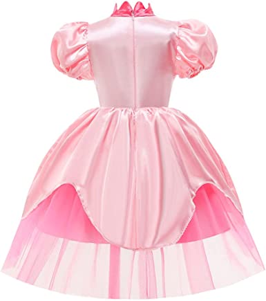 Princess Peach Costume Super Brothers Dress For Girls With Accessories