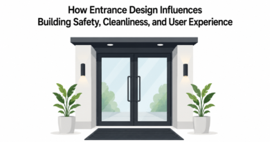 A building entrance shapes a visitor’s first impressions. It influences the way people interact with the area. It also affects the building’s safety, cleanliness, and overall comfort. A well-designed entrance can stop rainwater and mud from entering the building. Good design also improves the user's first impression. A clean, accessible, and welcoming entrance feels more professional. For commercial buildings, this can influence how customers view the entire organisation. Employees also benefit from a safer and more comfortable entrance. Why Entrance Design Matters Entrances face the highest levels of foot traffic. Everyone entering can bring moisture and dirt indoors. The problem becomes greater during wet weather. Water can spread quickly from the doorway and inside. The UK's Health and Safety Executive states that entrances are important areas for slip prevention. It recommends controlling rainwater and using suitable entrance matting. Entrance design should therefore consider more than appearance. It should control movement, moisture, dirt, lighting, flooring, and accessibility. A successful entrance balances these factors without making the space feel complicated. Each element should support the next stage of the user's journey. Controlling Water at the Door A good entrance should prevent as much water as possible from entering the building. An external canopy can provide the first layer of protection. It gives visitors space to move away from rainfall before reaching the doorway. Drainage also matters. Poor drainage leaves standing water near entrances. This increases the amount of moisture carried inside. Large-sized absorbent mats give another layer of protection. They help remove moisture from footwear before visitors reach interior floors. HSE guidance specifically recommends large, absorbent entrance mats for drying footwear. Choosing Safe Flooring Entrance flooring should provide reliable traction in different conditions. The flooring should perform well when dry or when wet. Designers must keep in mind the expected weather conditions of the area. The entire entrance system needs to work together. A safe floor cannot compensate for bad drainage or inadequate matting. Preventing Trips Entrance design must also reduce trip hazards. Mats should sit securely without creating raised edges or unexpected level changes. Recessed mat wells can create a flush transition between matting and surrounding flooring. This can provide a cleaner appearance and safer walking surface. HSE guidance also recommends addressing changes in floor levels around doorways. Ramps or suitable warnings may be necessary where level changes remain. The entrance should provide a clear walking route. Entrance Matting and Cleanliness Every entrance is a filter between the outside world and the building interior. Without suitable protection, dirt travels further into the building. Foot traffic then spreads this contamination across corridors, offices, reception areas, and other rooms. Effective matting interrupts this process. It removes dirt and moisture from footwear before they reach internal flooring. A well-designed entrance can therefore reduce the need for cleaning. It can also help protect carpets or tiling. Removing Dirt Before The Spread Different entrances deal with different types of contamination. A city office may mainly encounter dust and moisture. A school or retail premises may experience much heavier foot traffic. Buildings near muddy outdoor areas may face an even greater dirt burden. The matting system should match these conditions. Dense fibres can capture fine particles, while scraper surfaces can remove heavier dirt. Effective entrance matting should remove and retain contaminants. This prevents them from being tracked back onto the floor. Managing Moisture Moisture control becomes especially important during wet weather. Saturated mats can become less effective and may transfer water onto surrounding floors. Insufficient entrance matting can also contribute to wet floors. Increasing mat coverage and cleaning frequency should address the problem. A multi-zone approach can provide stronger protection. The first zone removes larger debris, while later zones capture remaining moisture and fine dirt. Using the Right Material Material selection should depend on the entrance's conditions. No single material works perfectly for every building. Scraper-style surfaces can remove grit and dirt from footwear. Absorbent materials can help remove remaining moisture. Coir matting is another traditional option for entrances. Its coarse natural fibres provide effective scraping action against footwear. Material choice should also consider traffic levels and maintenance requirements. A residential entrance has different demands from a busy shopping centre. The correct combination can improve both performance and appearance. It can also help the entrance remain effective for longer. Entrance Design and User Experience Visitors form opinions about buildings soon after arriving. An entrance that feels confusing or uncomfortable can create frustration. A clear and welcoming entrance makes movement feel natural, while features such as blackout blinds can help control light and improve comfort where windows are present. Creating the Best First Impression The entrance often becomes the visual introduction to a building. Its condition can influence how people perceive the organisation inside. A clean floor suggests good maintenance. Well-positioned doors and clear pathways suggest organisation. Good entrance design does not need to be extravagant. Simple choices can create a strong impression when they work together. Supporting Different Users An entrance should work for people with different needs. Wheelchair users and older visitors may use the same entrance. Doors should provide sufficient clearance. Thresholds should avoid unnecessary level changes. Mats should be secured properly to avoid interfering with wheels. In this way, entrance surfaces can support wheeled traffic. Good design considers these users before problems appear. Accessibility should form part of the original entrance plan. Designing a More Effective Entrance System A strong entrance usually works as a system rather than a single product. Each part should address a specific problem. Start Outside the Building The entrance journey begins before visitors reach the door. Outdoor paving should provide a stable and suitable walking surface. Drainage should prevent water from collecting near the entrance. Canopies can provide additional protection during rainfall. Such measures reduce the amount of moisture reaching the doorway. Create a Clear Transition Zone The transition from outdoor to indoor space deserves careful planning. Visitors should have enough room to remove water and dirt from their footwear. The indoor door mats should be large enough for meaningful contact with footwear. High-traffic buildings may benefit from longer matting systems. Multiple stages can provide greater dirt and moisture removal. Match Matting to Foot Traffic Traffic levels should influence the choice of entrance matting. A low-use entrance does not need the same specification as a busy public building. Heavy traffic requires durable materials. The mat should also maintain its performance under repeated use. Wheel traffic has additional requirements, such as smooth and stable transitions. Plan for Maintenance Even the best entrance design needs regular maintenance. Cleaning schedules should reflect traffic levels and weather conditions. Busy entrances may need more frequent attention during rainy periods. Mats should also be inspected for wear. Damaged edges, movement, or excessive saturation should be addressed quickly. Cleaning routines can directly affect entrance safety. Mats that remain damp after cleaning can contribute to wet flooring. Maintenance should therefore form part of the design process. It should not become an afterthought. Common Entrance Design Mistakes Some entrance problems result from simple design oversights. These mistakes can reduce safety and increase maintenance costs. Using a Mat That Is Too Small A small mat may not provide enough contact time with footwear. Visitors can step across it before removing significant moisture or dirt. Larger matting provides more opportunity for scraping and drying. The correct size depends on traffic and available space. Ignoring Weather Conditions Different climates mean that the entrance requirements are different. Each type of climate requires a different approach. So, designers need to consider local weather patterns before choosing materials. Changes in seasons also require adjustments to cleaning routines. Choosing Appearance Over Performance Appearance should not come at the cost of safety. A beautiful mat that moves underfoot can create problems. Likewise, flooring that becomes slippery when wet will disturb the entire design. So, performance and appearance should work together. Modern entrance systems can achieve both when selected carefully. Neglecting Maintenance An entrance that’s been designed well can still fail if it’s not maintained properly. Cleaning teams should know which materials should be cleaned in what manner. Conclusion Entrance design can reduce dirt, protect flooring, and support safer movement. It also shapes how users experience the space. The strongest entrance systems combine several practical measures. Canopies, drainage, flooring, matting, lighting, and clear pathways all work together. This makes the building easier and more pleasant to use. For businesses, the benefits extend beyond safety. A well-maintained entrance can reduce the need for cleaning. It also protects interior flooring. Most importantly, it gives a positive experience from the moment someone arrives. That makes entrance design a practical investment in the entire building.