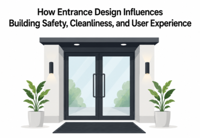 A building entrance shapes a visitor’s first impressions. It influences the way people interact with the area. It also affects the building’s safety, cleanliness, and overall comfort. A well-designed entrance can stop rainwater and mud from entering the building. Good design also improves the user's first impression. A clean, accessible, and welcoming entrance feels more professional. For commercial buildings, this can influence how customers view the entire organisation. Employees also benefit from a safer and more comfortable entrance. Why Entrance Design Matters Entrances face the highest levels of foot traffic. Everyone entering can bring moisture and dirt indoors. The problem becomes greater during wet weather. Water can spread quickly from the doorway and inside. The UK's Health and Safety Executive states that entrances are important areas for slip prevention. It recommends controlling rainwater and using suitable entrance matting. Entrance design should therefore consider more than appearance. It should control movement, moisture, dirt, lighting, flooring, and accessibility. A successful entrance balances these factors without making the space feel complicated. Each element should support the next stage of the user's journey. Controlling Water at the Door A good entrance should prevent as much water as possible from entering the building. An external canopy can provide the first layer of protection. It gives visitors space to move away from rainfall before reaching the doorway. Drainage also matters. Poor drainage leaves standing water near entrances. This increases the amount of moisture carried inside. Large-sized absorbent mats give another layer of protection. They help remove moisture from footwear before visitors reach interior floors. HSE guidance specifically recommends large, absorbent entrance mats for drying footwear. Choosing Safe Flooring Entrance flooring should provide reliable traction in different conditions. The flooring should perform well when dry or when wet. Designers must keep in mind the expected weather conditions of the area. The entire entrance system needs to work together. A safe floor cannot compensate for bad drainage or inadequate matting. Preventing Trips Entrance design must also reduce trip hazards. Mats should sit securely without creating raised edges or unexpected level changes. Recessed mat wells can create a flush transition between matting and surrounding flooring. This can provide a cleaner appearance and safer walking surface. HSE guidance also recommends addressing changes in floor levels around doorways. Ramps or suitable warnings may be necessary where level changes remain. The entrance should provide a clear walking route. Entrance Matting and Cleanliness Every entrance is a filter between the outside world and the building interior. Without suitable protection, dirt travels further into the building. Foot traffic then spreads this contamination across corridors, offices, reception areas, and other rooms. Effective matting interrupts this process. It removes dirt and moisture from footwear before they reach internal flooring. A well-designed entrance can therefore reduce the need for cleaning. It can also help protect carpets or tiling. Removing Dirt Before The Spread Different entrances deal with different types of contamination. A city office may mainly encounter dust and moisture. A school or retail premises may experience much heavier foot traffic. Buildings near muddy outdoor areas may face an even greater dirt burden. The matting system should match these conditions. Dense fibres can capture fine particles, while scraper surfaces can remove heavier dirt. Effective entrance matting should remove and retain contaminants. This prevents them from being tracked back onto the floor. Managing Moisture Moisture control becomes especially important during wet weather. Saturated mats can become less effective and may transfer water onto surrounding floors. Insufficient entrance matting can also contribute to wet floors. Increasing mat coverage and cleaning frequency should address the problem. A multi-zone approach can provide stronger protection. The first zone removes larger debris, while later zones capture remaining moisture and fine dirt. Using the Right Material Material selection should depend on the entrance's conditions. No single material works perfectly for every building. Scraper-style surfaces can remove grit and dirt from footwear. Absorbent materials can help remove remaining moisture. Coir matting is another traditional option for entrances. Its coarse natural fibres provide effective scraping action against footwear. Material choice should also consider traffic levels and maintenance requirements. A residential entrance has different demands from a busy shopping centre. The correct combination can improve both performance and appearance. It can also help the entrance remain effective for longer. Entrance Design and User Experience Visitors form opinions about buildings soon after arriving. An entrance that feels confusing or uncomfortable can create frustration. A clear and welcoming entrance makes movement feel natural, while features such as blackout blinds can help control light and improve comfort where windows are present. Creating the Best First Impression The entrance often becomes the visual introduction to a building. Its condition can influence how people perceive the organisation inside. A clean floor suggests good maintenance. Well-positioned doors and clear pathways suggest organisation. Good entrance design does not need to be extravagant. Simple choices can create a strong impression when they work together. Supporting Different Users An entrance should work for people with different needs. Wheelchair users and older visitors may use the same entrance. Doors should provide sufficient clearance. Thresholds should avoid unnecessary level changes. Mats should be secured properly to avoid interfering with wheels. In this way, entrance surfaces can support wheeled traffic. Good design considers these users before problems appear. Accessibility should form part of the original entrance plan. Designing a More Effective Entrance System A strong entrance usually works as a system rather than a single product. Each part should address a specific problem. Start Outside the Building The entrance journey begins before visitors reach the door. Outdoor paving should provide a stable and suitable walking surface. Drainage should prevent water from collecting near the entrance. Canopies can provide additional protection during rainfall. Such measures reduce the amount of moisture reaching the doorway. Create a Clear Transition Zone The transition from outdoor to indoor space deserves careful planning. Visitors should have enough room to remove water and dirt from their footwear. The indoor door mats should be large enough for meaningful contact with footwear. High-traffic buildings may benefit from longer matting systems. Multiple stages can provide greater dirt and moisture removal. Match Matting to Foot Traffic Traffic levels should influence the choice of entrance matting. A low-use entrance does not need the same specification as a busy public building. Heavy traffic requires durable materials. The mat should also maintain its performance under repeated use. Wheel traffic has additional requirements, such as smooth and stable transitions. Plan for Maintenance Even the best entrance design needs regular maintenance. Cleaning schedules should reflect traffic levels and weather conditions. Busy entrances may need more frequent attention during rainy periods. Mats should also be inspected for wear. Damaged edges, movement, or excessive saturation should be addressed quickly. Cleaning routines can directly affect entrance safety. Mats that remain damp after cleaning can contribute to wet flooring. Maintenance should therefore form part of the design process. It should not become an afterthought. Common Entrance Design Mistakes Some entrance problems result from simple design oversights. These mistakes can reduce safety and increase maintenance costs. Using a Mat That Is Too Small A small mat may not provide enough contact time with footwear. Visitors can step across it before removing significant moisture or dirt. Larger matting provides more opportunity for scraping and drying. The correct size depends on traffic and available space. Ignoring Weather Conditions Different climates mean that the entrance requirements are different. Each type of climate requires a different approach. So, designers need to consider local weather patterns before choosing materials. Changes in seasons also require adjustments to cleaning routines. Choosing Appearance Over Performance Appearance should not come at the cost of safety. A beautiful mat that moves underfoot can create problems. Likewise, flooring that becomes slippery when wet will disturb the entire design. So, performance and appearance should work together. Modern entrance systems can achieve both when selected carefully. Neglecting Maintenance An entrance that’s been designed well can still fail if it’s not maintained properly. Cleaning teams should know which materials should be cleaned in what manner. Conclusion Entrance design can reduce dirt, protect flooring, and support safer movement. It also shapes how users experience the space. The strongest entrance systems combine several practical measures. Canopies, drainage, flooring, matting, lighting, and clear pathways all work together. This makes the building easier and more pleasant to use. For businesses, the benefits extend beyond safety. A well-maintained entrance can reduce the need for cleaning. It also protects interior flooring. Most importantly, it gives a positive experience from the moment someone arrives. That makes entrance design a practical investment in the entire building.